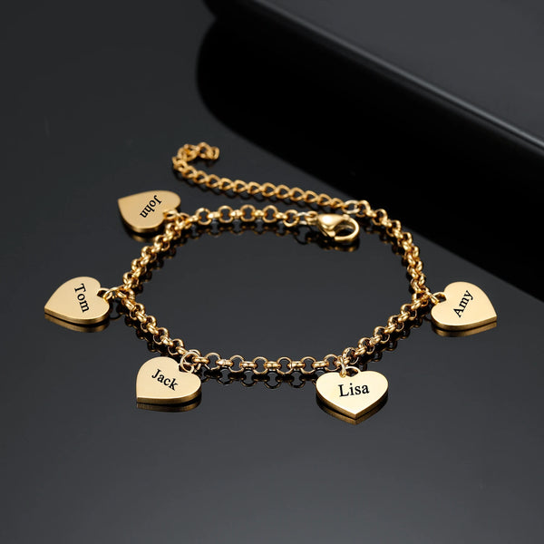 YWMH Personalized Multi Hearted Bracelet