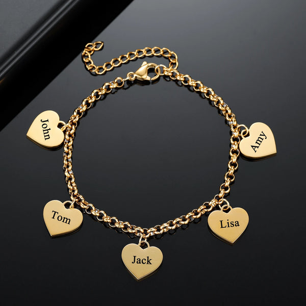 YWMH Personalized Multi Hearted Bracelet